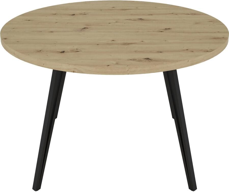ByLIVING Eettafel MARTA met 120 cm ronde tafelblad in artisan eiklook en metalen poten (1 stuk) - Foto 3