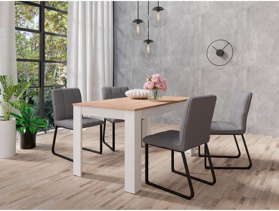 ByLIVING Eettafel Nori Keukentafel in eikenlook frame in antraciet of wit - Foto 2