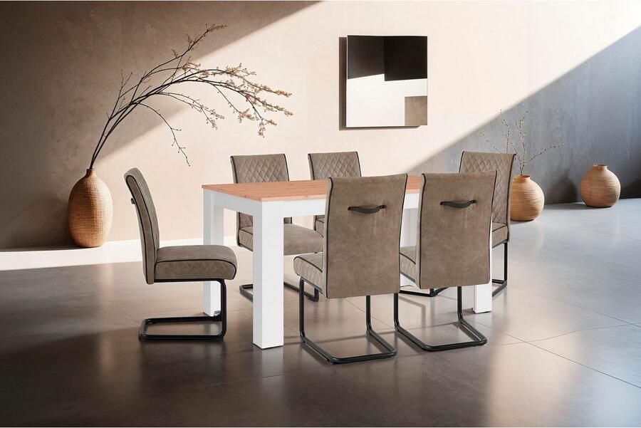 ByLIVING Eettafel Nori Keukentafel in eikenlook frame in antraciet of wit - Foto 3