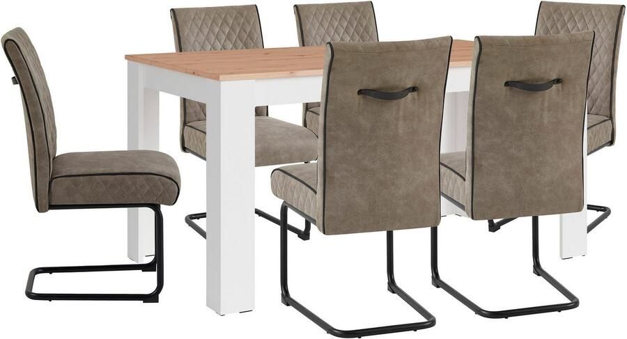 ByLIVING Eettafel Nori Keukentafel in eikenlook frame in antraciet of wit - Foto 6