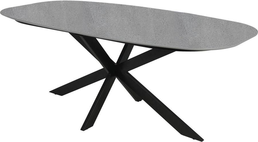 ByLIVING Eettafel Ovaal in bootvorm tafelblad in natuursteen-look grijs breedte 200 cm - Foto 3