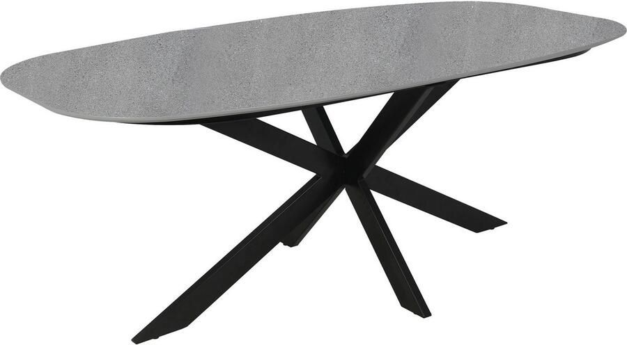 ByLIVING Eettafel Ovaal in bootvorm tafelblad in natuursteen-look grijs breedte 200 cm - Foto 4