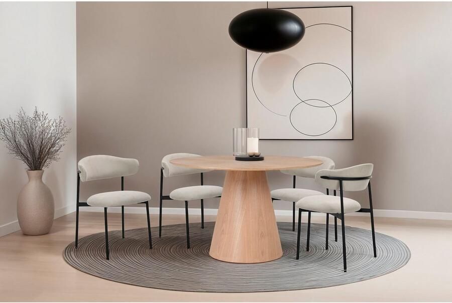 ByLIVING Eettafel Rond met echt houtfineer eiken natuur rond diameter 120 cm - Foto 6