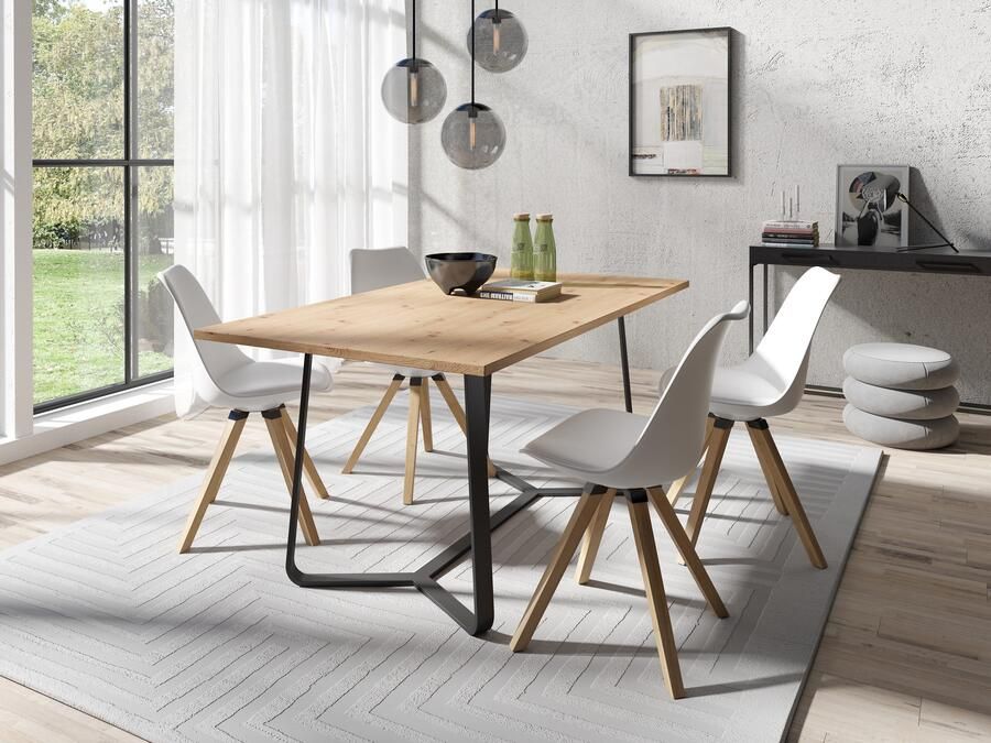 ByLIVING Eettafel Talea modern design 140 cm en 160 cm artisan eik old style wood beton (1 stuk)