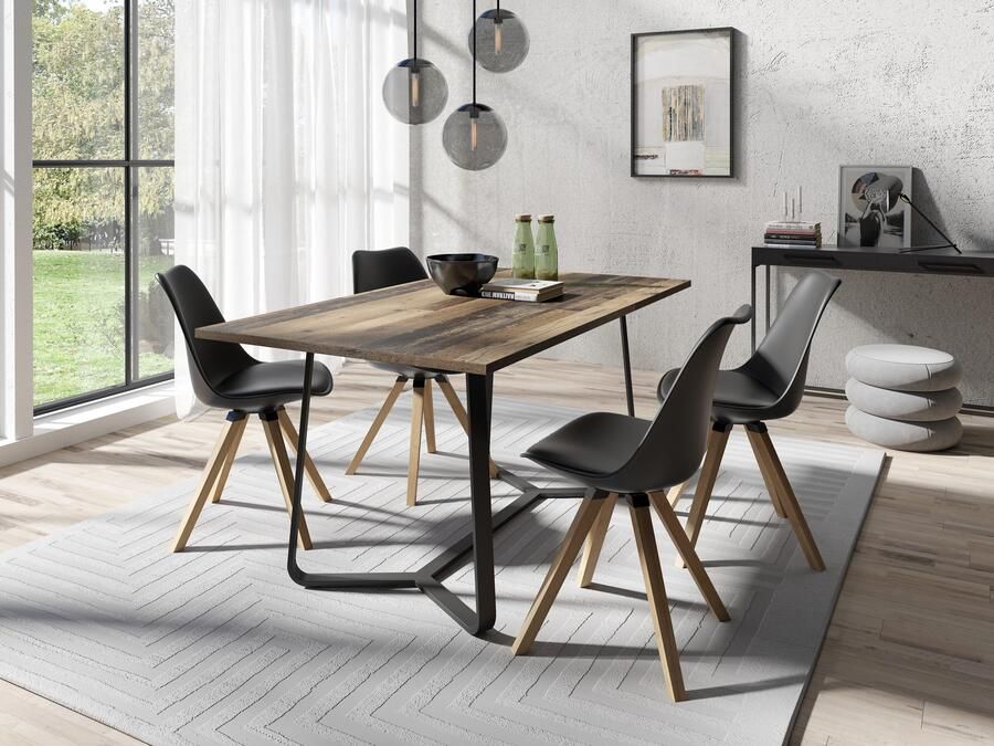 ByLIVING Eettafel Talea modern design 140 cm en 160 cm artisan eik old style wood beton (1 stuk) - Foto 5