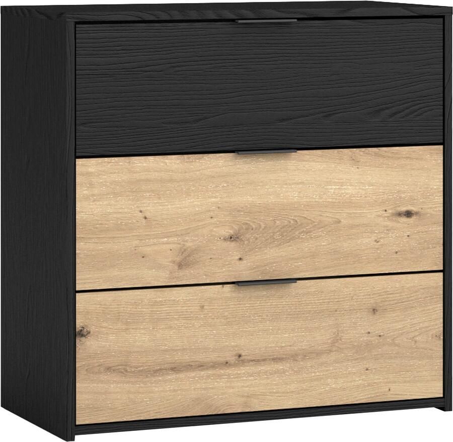 ByLIVING Ladekast Rimini Melamine eiken zwart en artisan eiken 3 lades breedte 80 cm - Foto 10