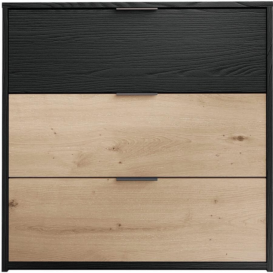 ByLIVING Ladekast Rimini Melamine eiken zwart en artisan eiken 3 lades breedte 80 cm - Foto 1