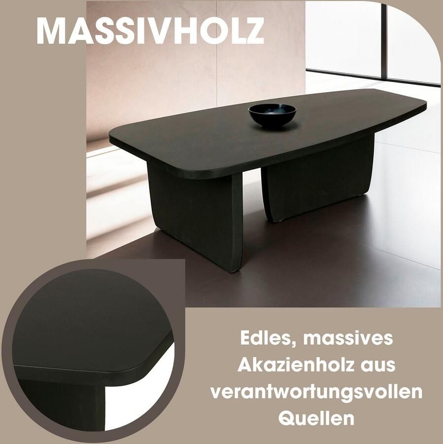 ByLIVING Salontafel BOLT Vrijvorm tafel in zwart gelakt acaciahout 25mm tafelblad (1 stuk) - Foto 3
