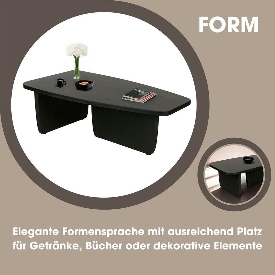 ByLIVING Salontafel BOLT Vrijvorm tafel in zwart gelakt acaciahout 25mm tafelblad (1 stuk) - Foto 4
