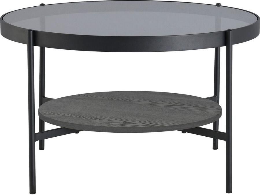 ByLIVING Salontafel Ohio met rookglas plank van echt houtfineer rond d 73 5 h 42 5 cm - Foto 6