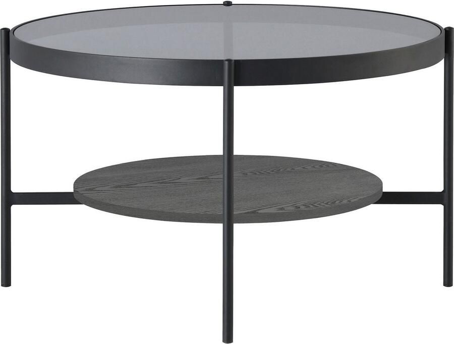 ByLIVING Salontafel Ohio met rookglas plank van echt houtfineer rond d 73 5 h 42 5 cm - Foto 4