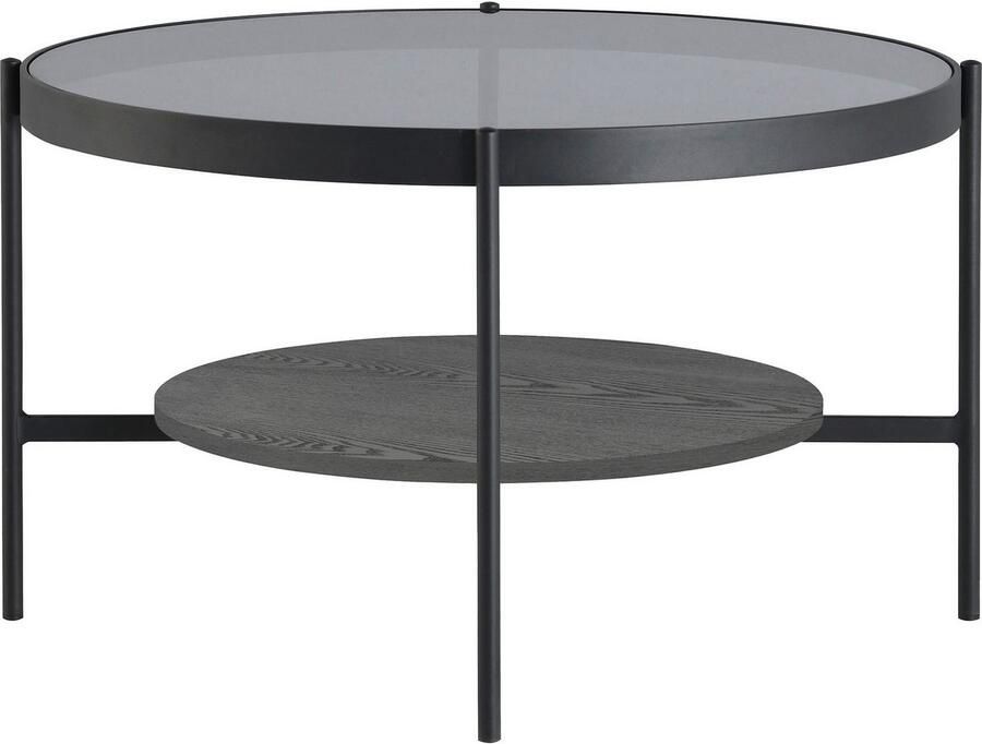 ByLIVING Salontafel Ohio met rookglas plank van echt houtfineer rond d 73 5 h 42 5 cm - Foto 5