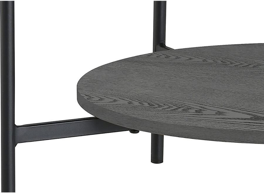 ByLIVING Salontafel Ohio met rookglas plank van echt houtfineer rond d 73 5 h 42 5 cm - Foto 7