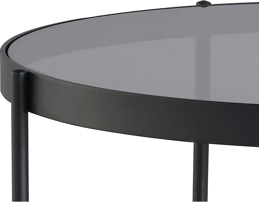 ByLIVING Salontafel Ohio met rookglas plank van echt houtfineer rond d 73 5 h 42 5 cm - Foto 3