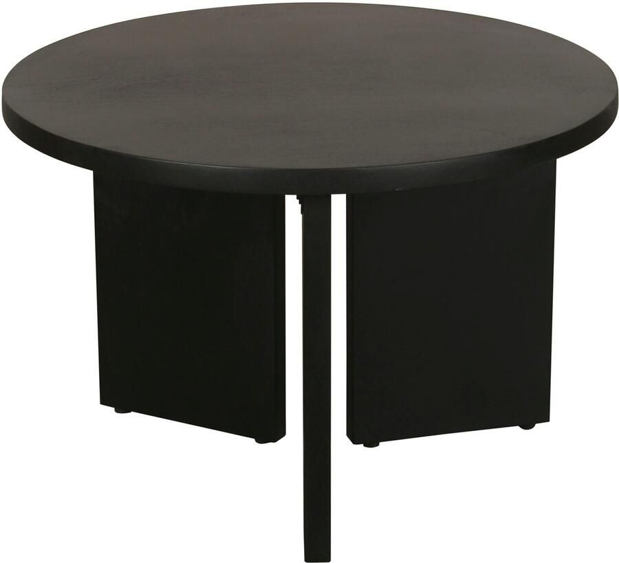 ByLIVING Salontafel Round uit 2 5 cm dik massief hout zwart afzonderlijk of in set verstelbaar (1 stuk)