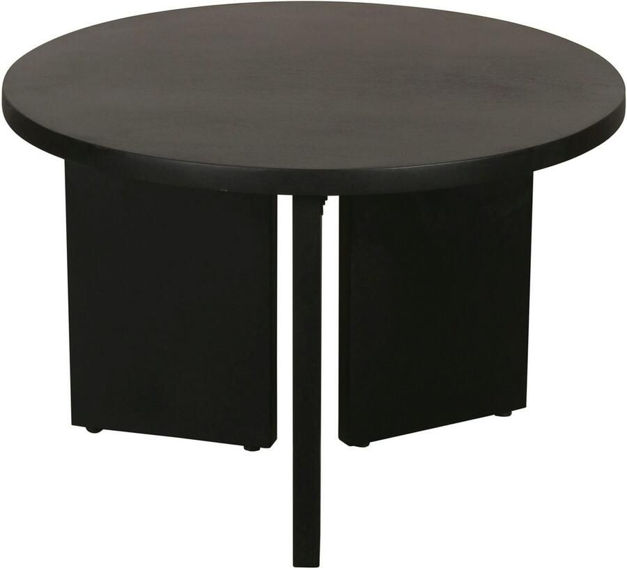 ByLIVING Salontafel Round uit 2 5 cm dik massief hout zwart afzonderlijk of in set verstelbaar (1 stuk) - Foto 4