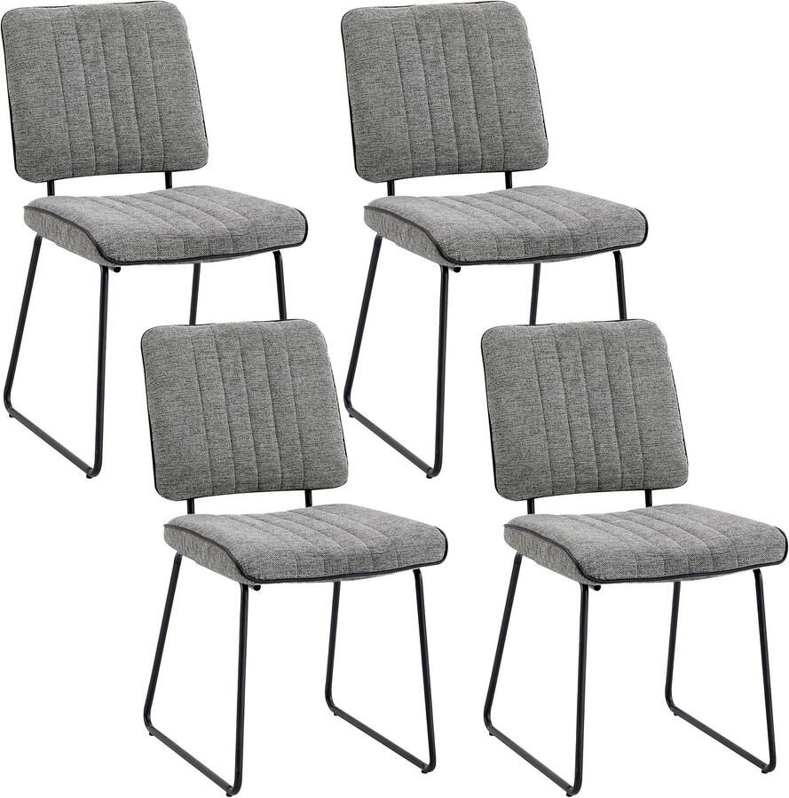 ByLIVING Stoel met beugelpoten Liam 4-delige set moderne stoel in praktische 4-set met metalen frame (set 4 stuks) - Foto 1