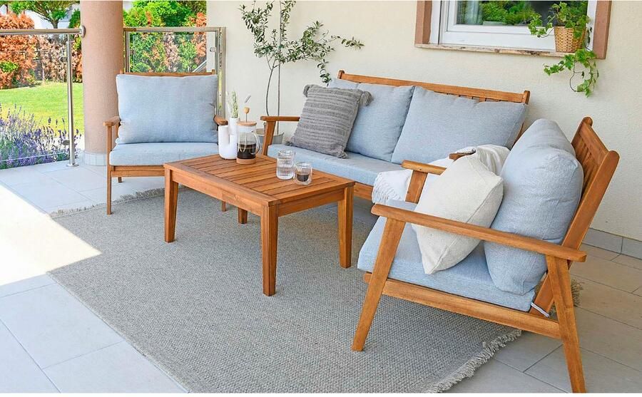 ByLIVING Tuinset LA PALMA uit massief acaciahout met gezellige zit- en rugkussens (set 11-delig) - Foto 7