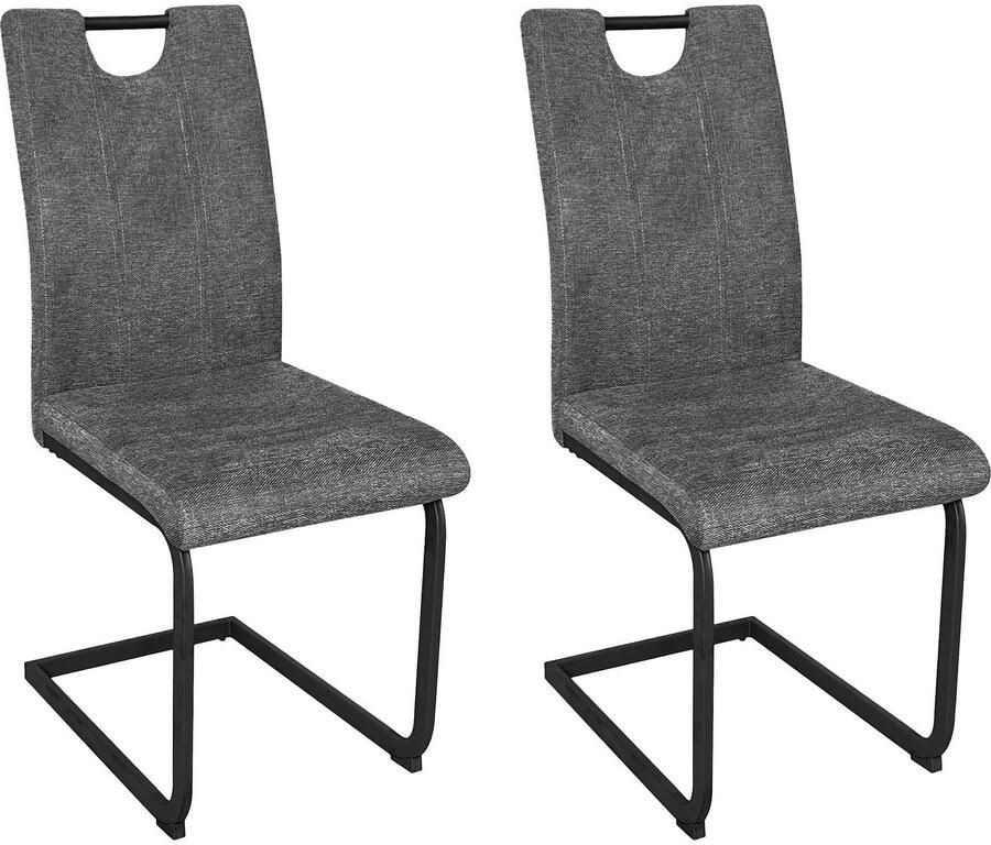 ByLIVING Vrijdragende stoel Banff met handgreep frame van zwart metaal keukenstoel diverse bekledingen (set) - Foto 2