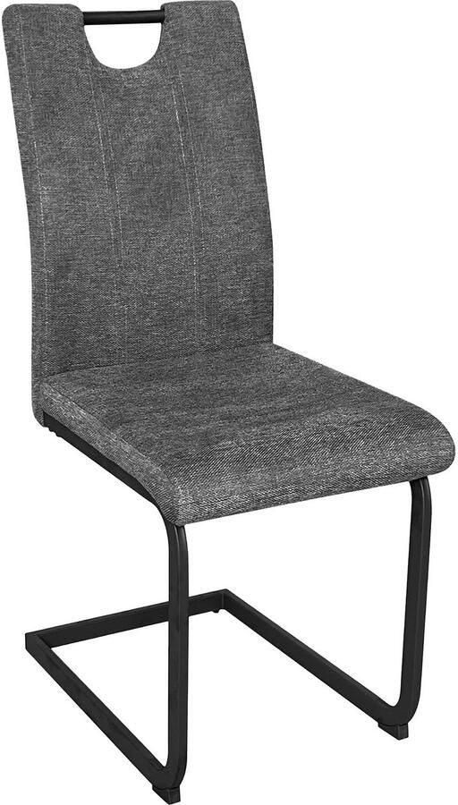 ByLIVING Vrijdragende stoel Banff met handgreep frame van zwart metaal keukenstoel diverse bekledingen (set) - Foto 7