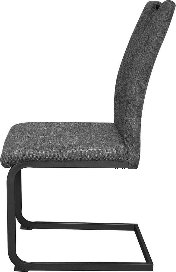 ByLIVING Vrijdragende stoel Banff met handgreep frame van zwart metaal keukenstoel diverse bekledingen (set) - Foto 5