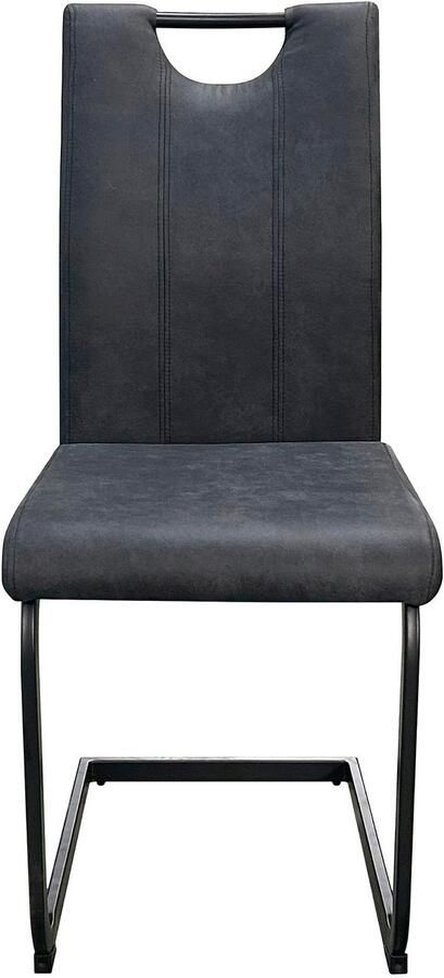 ByLIVING Vrijdragende stoel Banff met handgreep frame van zwart metaal keukenstoel diverse bekledingen (set) - Foto 10