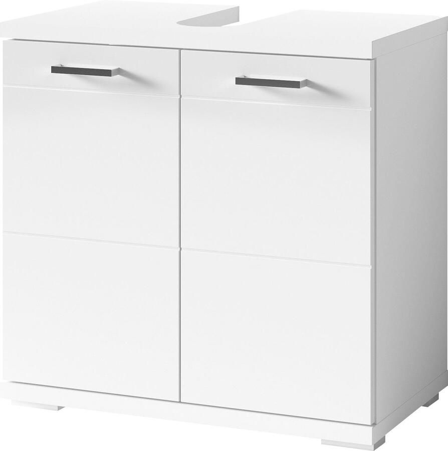 ByLIVING Wastafelonderkast Nebraska Breedte 60 cm met hoogglanslak en verchroomde metalen handgrepen - Foto 2