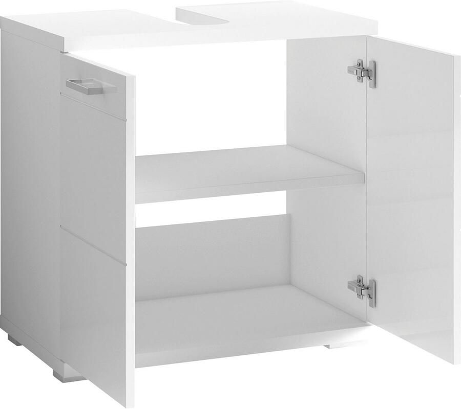 ByLIVING Wastafelonderkast Nebraska Breedte 60 cm met hoogglanslak en verchroomde metalen handgrepen - Foto 5