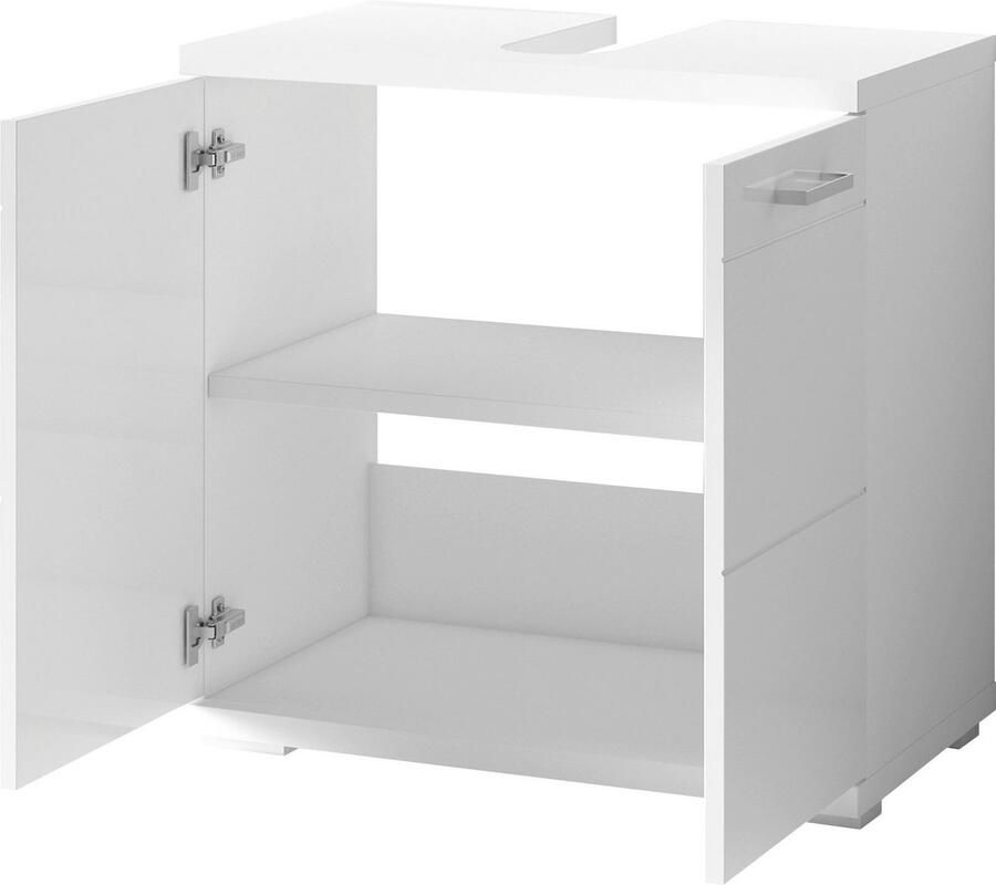 ByLIVING Wastafelonderkast Nebraska Breedte 60 cm met hoogglanslak en verchroomde metalen handgrepen - Foto 6