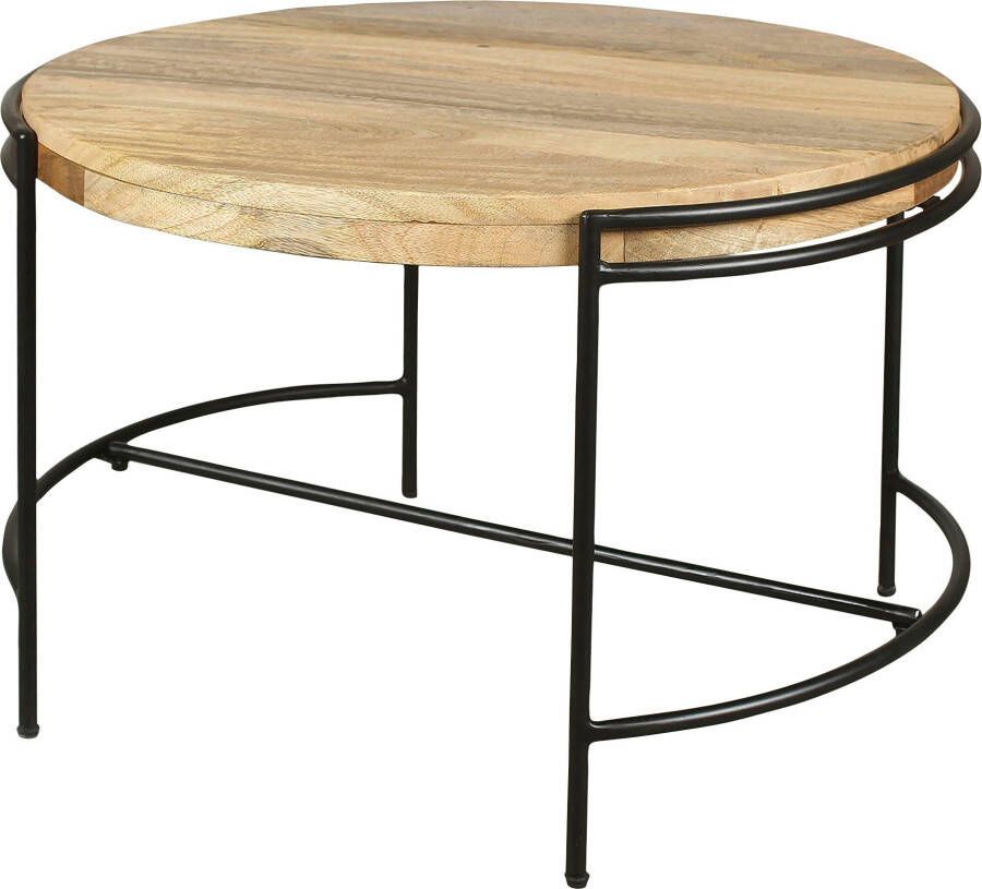 ByLIVING Salontafel Hanna massief mango tafelblad 35 mm en zwarte metalen poten rond 60 cm - Foto 12