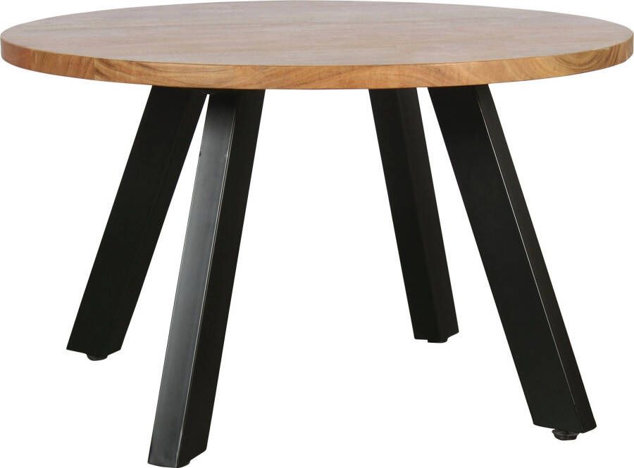 ByLIVING Salontafel Ulm met massief acaciahout plaat en zwarte metalen frame rond 75 cm. - Foto 11