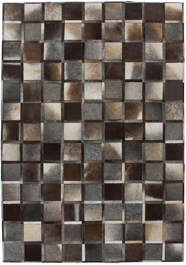 Kayoom Leren vloerkleed Lavish 410 Patchwork echt leer bont woonkamer