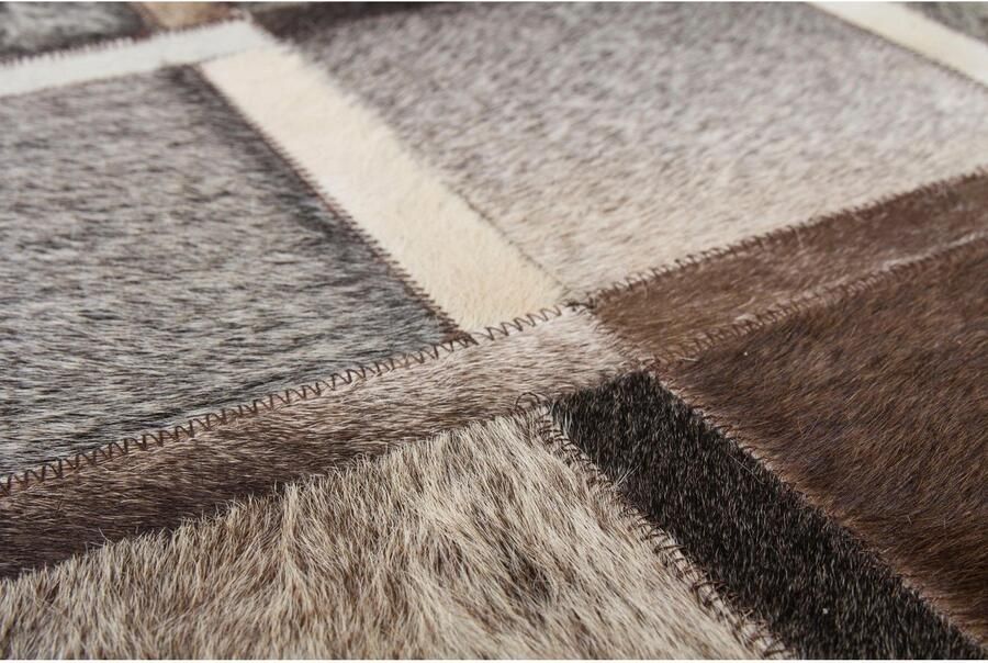 Kayoom Leren vloerkleed Lavish 410 Patchwork echt leer bont woonkamer - Foto 5