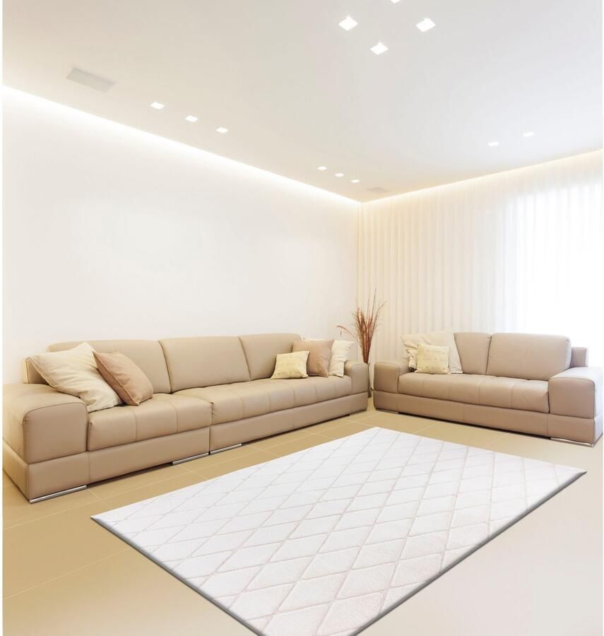 Calo-deluxe Vloerkleed Jardan-2000 bijzonder zacht door microvezel ruitdessin