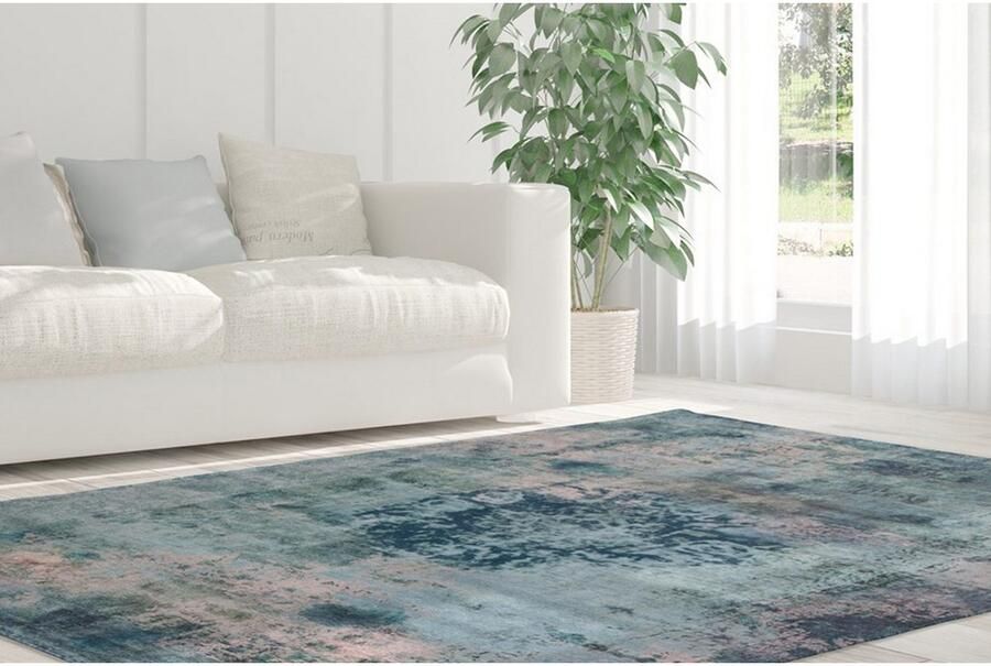 My home Vloerkleed Nelio Vintage-design used look korte pool vloerkleed met randdessin - Foto 4