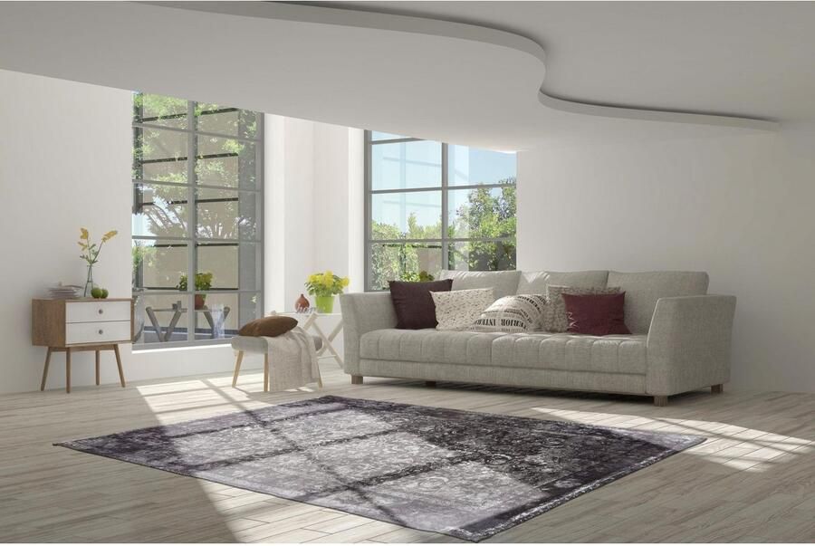 Bruno Banani Vloerkleed Everly Vintage-design moderne used look laagpolig vloerkleed met randdessin - Foto 7
