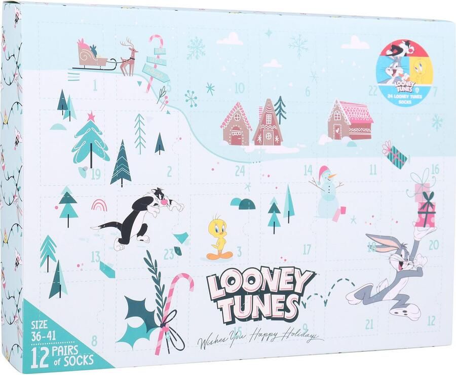 Capelli New York Adventskalender met 24 deurtjes en 12 paar sokken (24-delig)