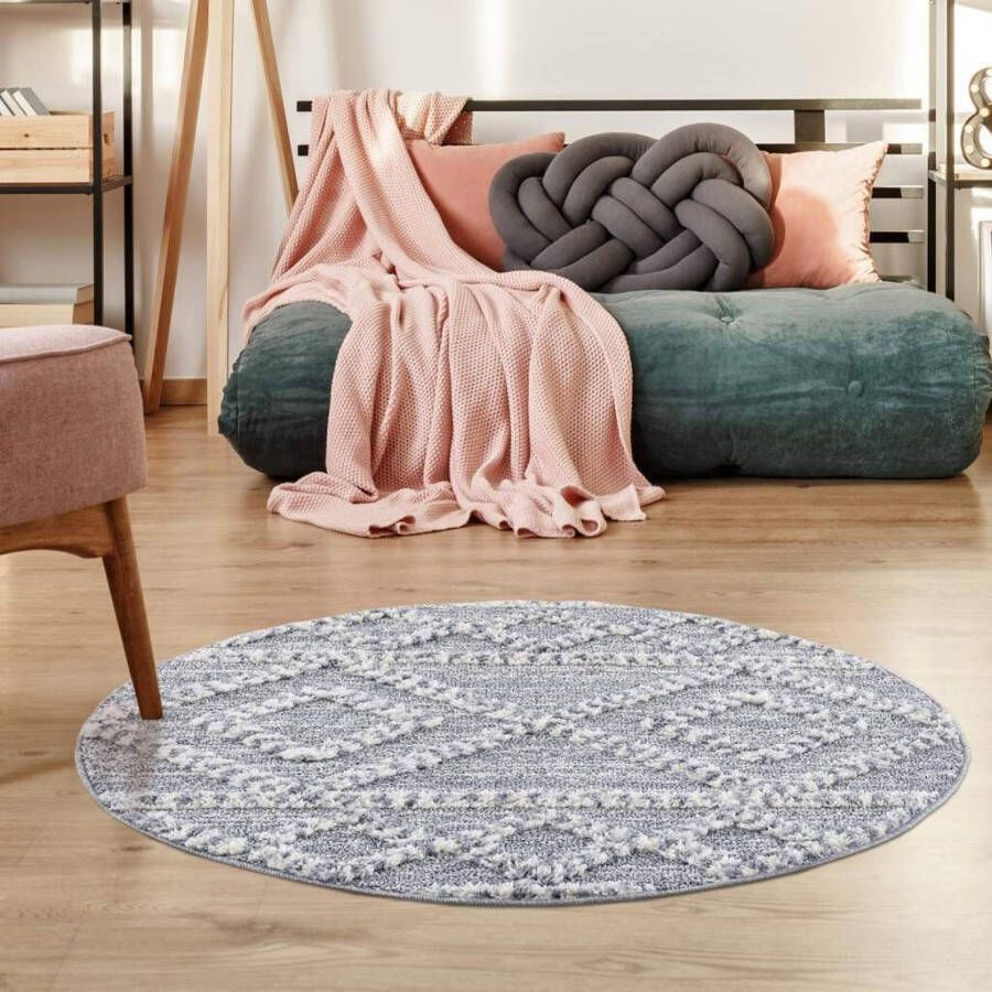 Carpet City Hoogpolig vloerkleed Focus 3022 Boho-vloerkleed bijzonder zacht ruitdessin 3D-effect