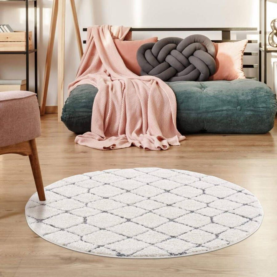 Carpet City Hoogpolig vloerkleed Focus 4499 bijzonder zacht ruiten-look 3d-effect