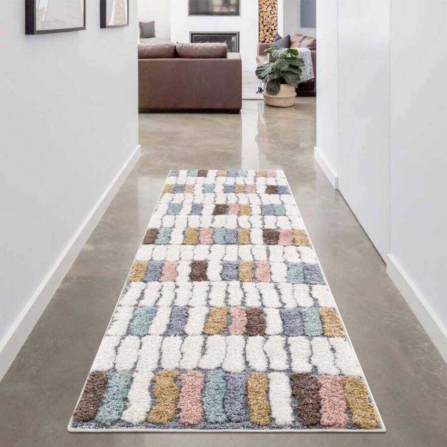 Carpet City Hoogpolige loper Focus bijzonder zacht modern multicolour 3d-effect