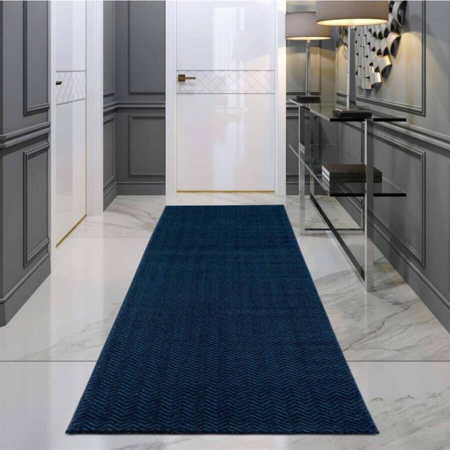 Carpet City Vloerkleed Fancy Korte pool uni 3D-look zigzag-look