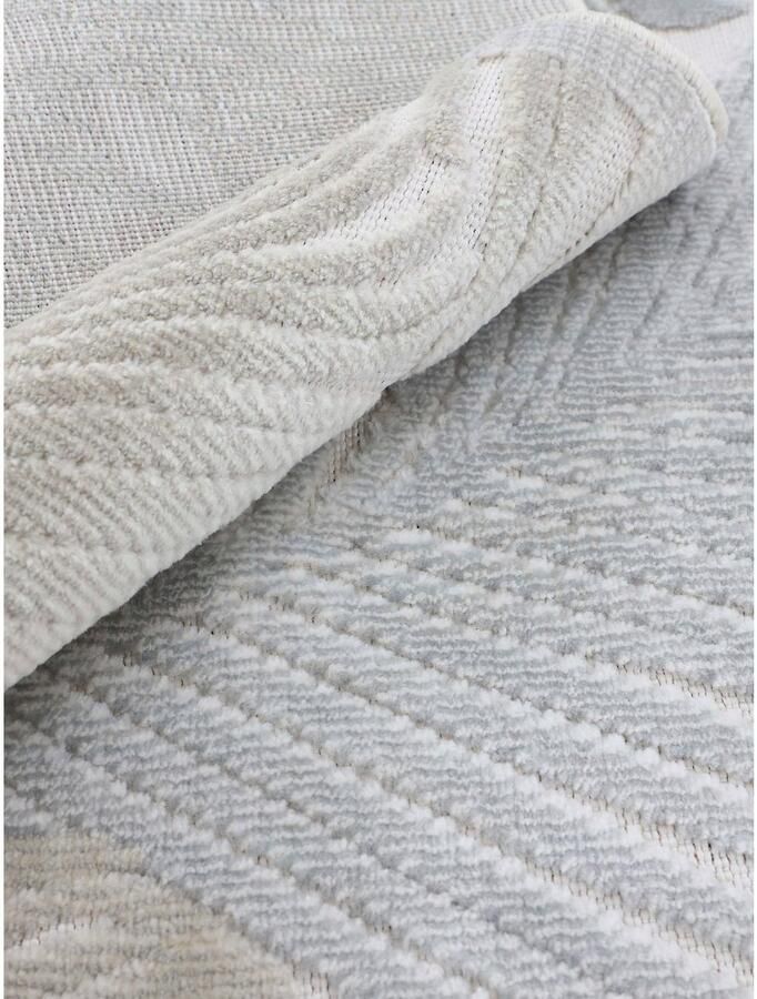 Carpetfine Vloerkleed Deja 104 robust vlakweefsel motief florale palmbladeren hoog-laag effect - Foto 2