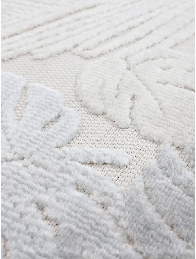 Carpetfine Vloerkleed Deja 104 robust vlakweefsel motief florale palmbladeren hoog-laag effect - Foto 3