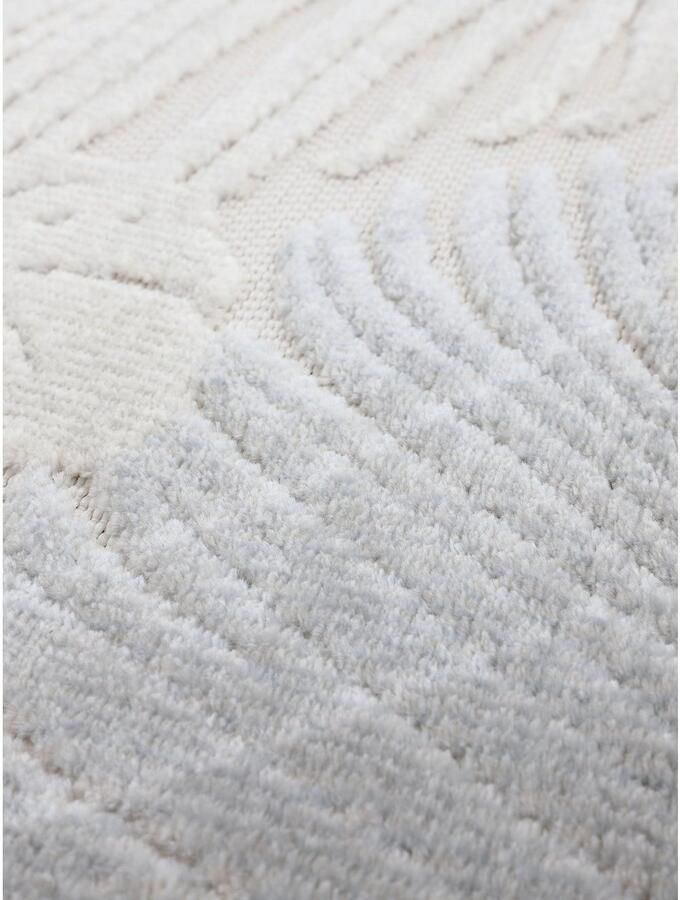 Carpetfine Vloerkleed Deja 104 robust vlakweefsel motief florale palmbladeren hoog-laag effect - Foto 4