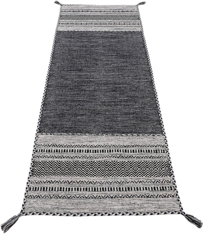 Carpetfine Vloerkleed Kelim Azizi ook als loper verkrijgbaar Katoenen tweezijdig te gebruiken kleed met franje woonkamer