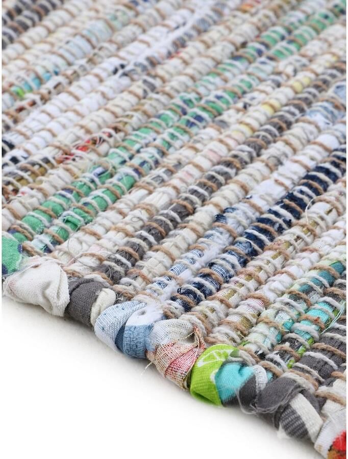 Carpetfine Vloerkleed Kelim Chindi omkeerbaar tapijt handgeweven patchwork tapijt met franjes ook verkrijgbaar in loperformaten - Foto 3