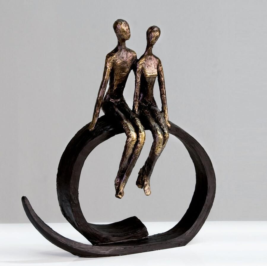 Casablanca by Gilde Decoratief figuur Sculptuur Close Decoratief object hoogte 35 cm paartje met teksthanger woonkamer (1 stuk) - Foto 2