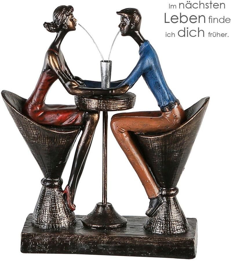 Gilde handwerk Decoratie beeld Polysculptuur Tafel voor twee Kunsthars Metaal H 25cm