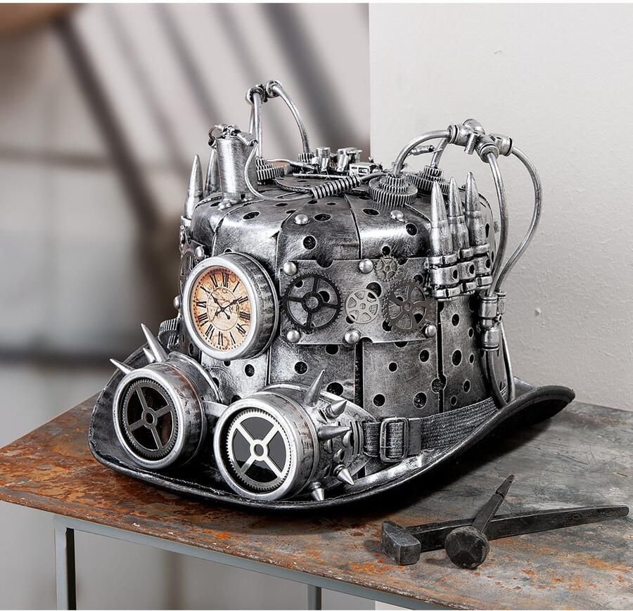 Casablanca by Gilde Decoratief object Hoed Steampunk zilverkleurig (1 stuk) - Foto 4
