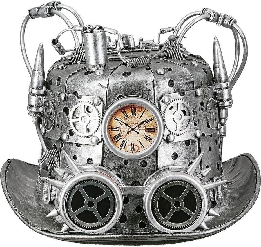 Casablanca by Gilde Decoratief object Hoed Steampunk zilverkleurig (1 stuk)
